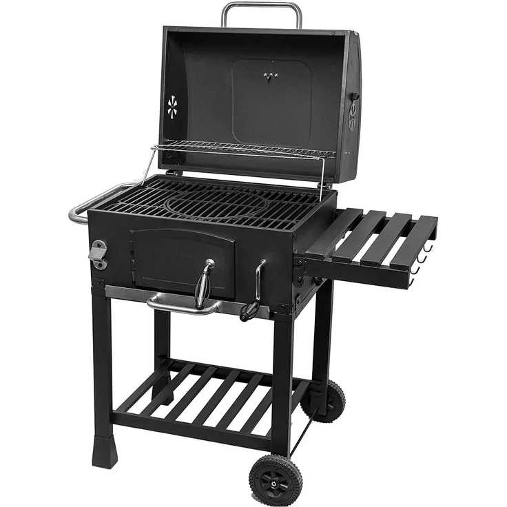 ACTIVA Grill Gusseisen Grillwagen Angular, Holzkohlegrill, 115 x 67 x 107 cm