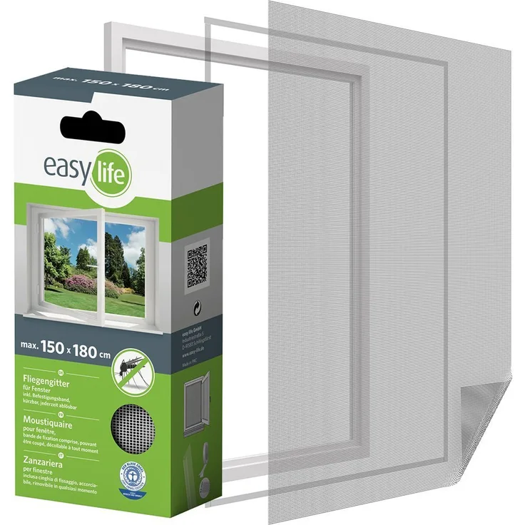 easy life Insektenschutz Fliegengitter für Fenster 150 x 180 cm weiss