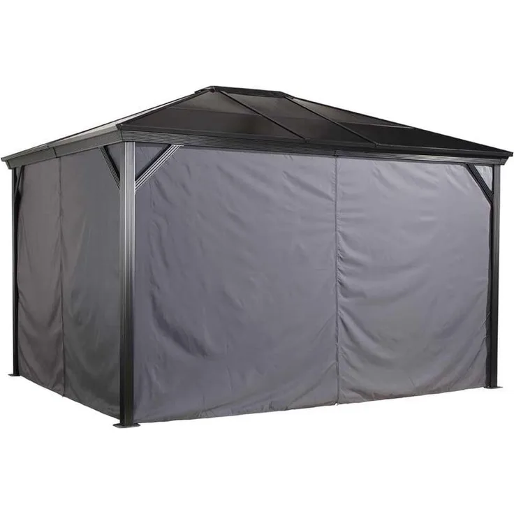 Pavillon Verona 10x14 Vorhänge Seitenteile Dunkelgrau - Sojag