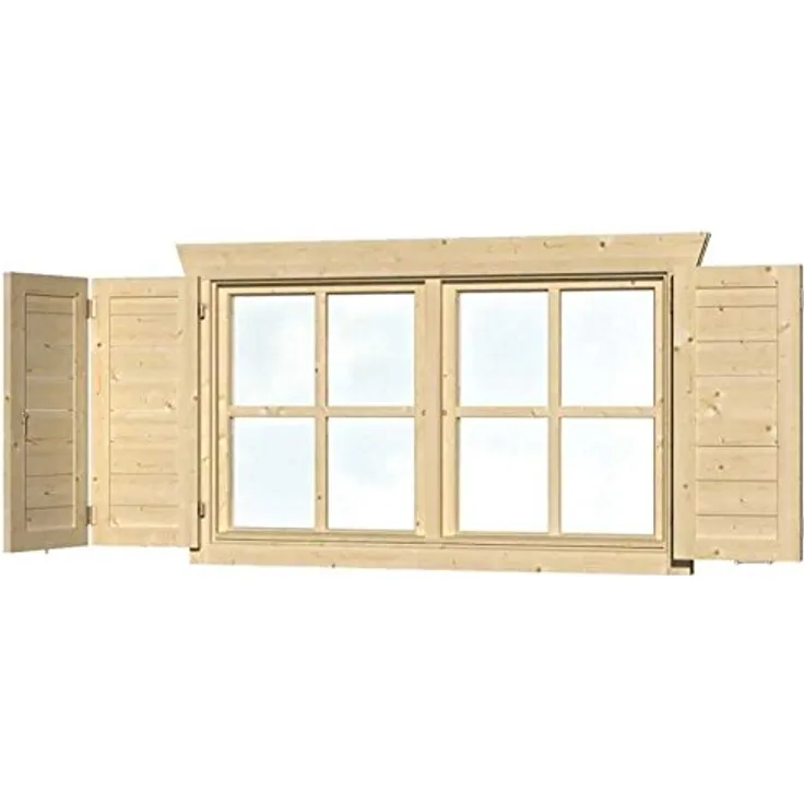 SKAN HOLZ Fensterläden für Doppelfenster Gartenhäuser-Zubehör, Natur, 2,5x57,5x70,5 cm
