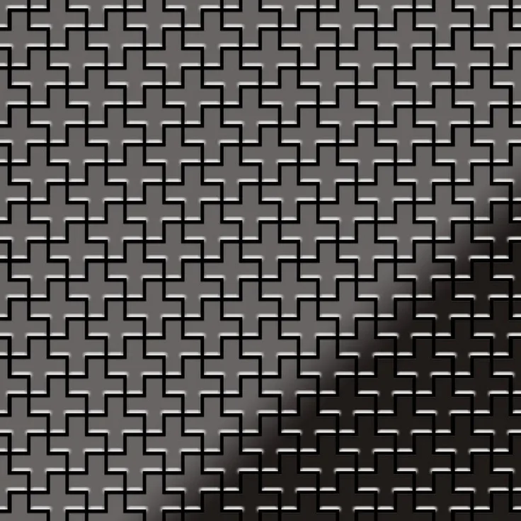 Alloy Mosaik Fliese massiv Metall Titan hochglänzend in dunkelgrau 1,6mm stark Swiss Cross-Ti-SM 0,88 m2