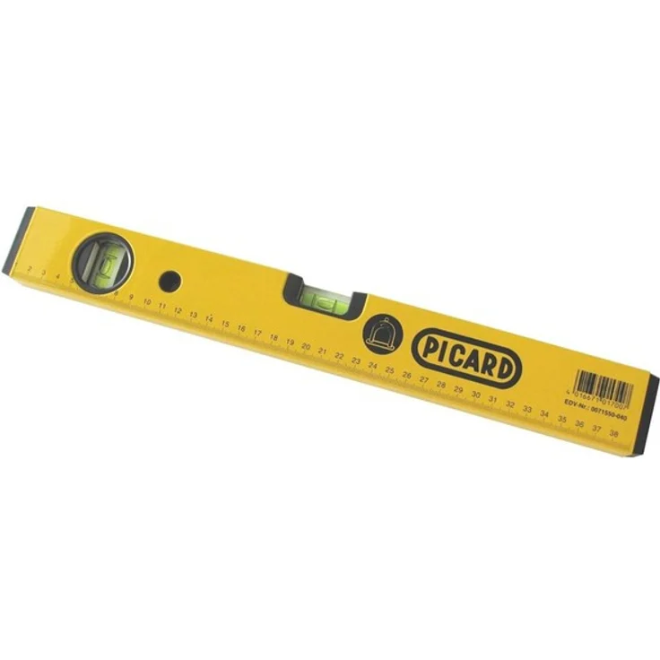 PICARD 0071550-150 Wasserwaage (aus Leichtmetall, hohe Maßgenauigkeit, gelb pulverbeschichtet)