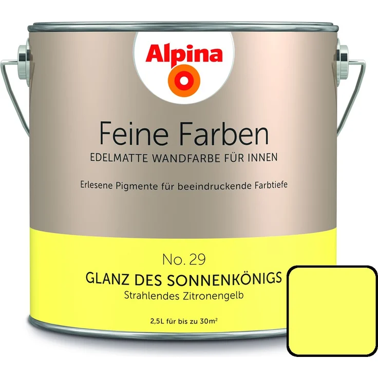 Alpina Feine Farbe No. 29 2,5 l, strahlendes zitronengelb, Glanz des Sonnenkönigs – Bild 1