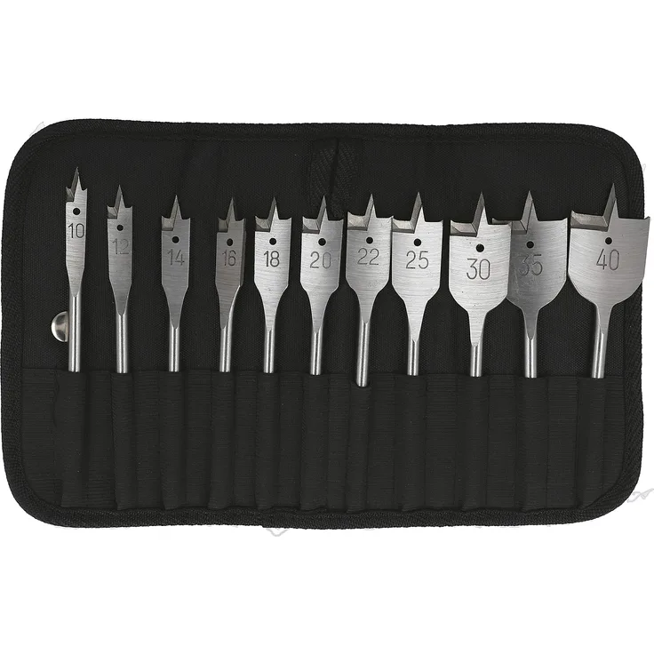 Heller QuickBit Flachfräsbohrer, ¼“-Sechskantschaft, profi-Bohrer für Sackloch- und Durchgangsbohrungen, Set 11-tlg. Ø 10-12-14-...-22-25-30-35-40 mm