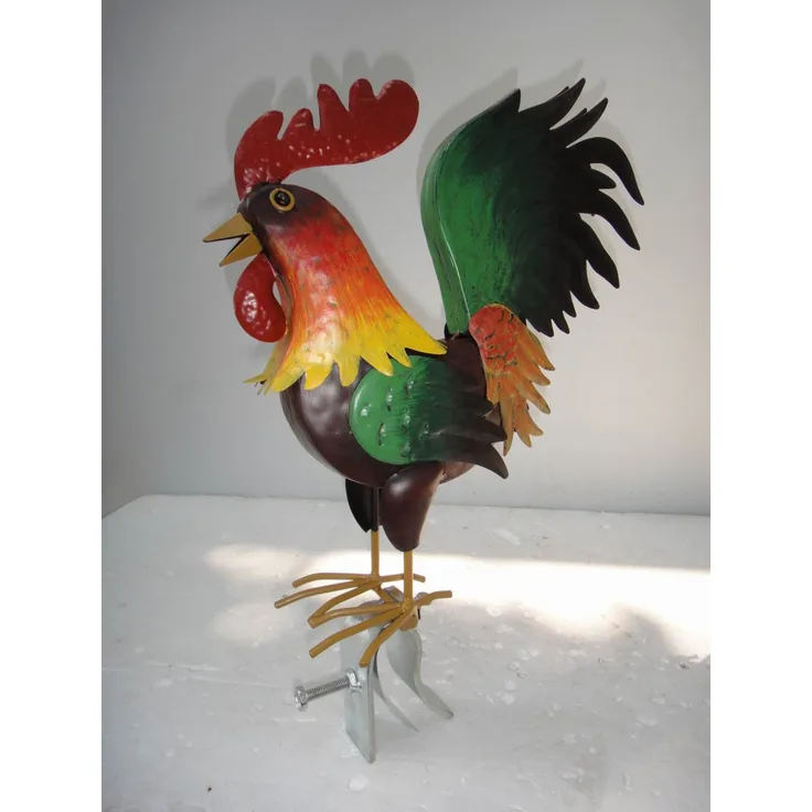 Dachrinnen- und Zaunfigur, Kupferlook, Hahn bunt, Dachfigur (4017265017908)