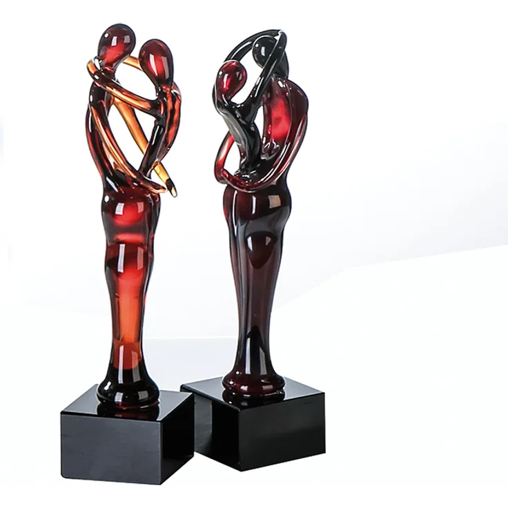 Casablanca Glasskulptur Paar orange|rot 4er Set 2 fach sortiert B 5 x H 19 x L 5 cm