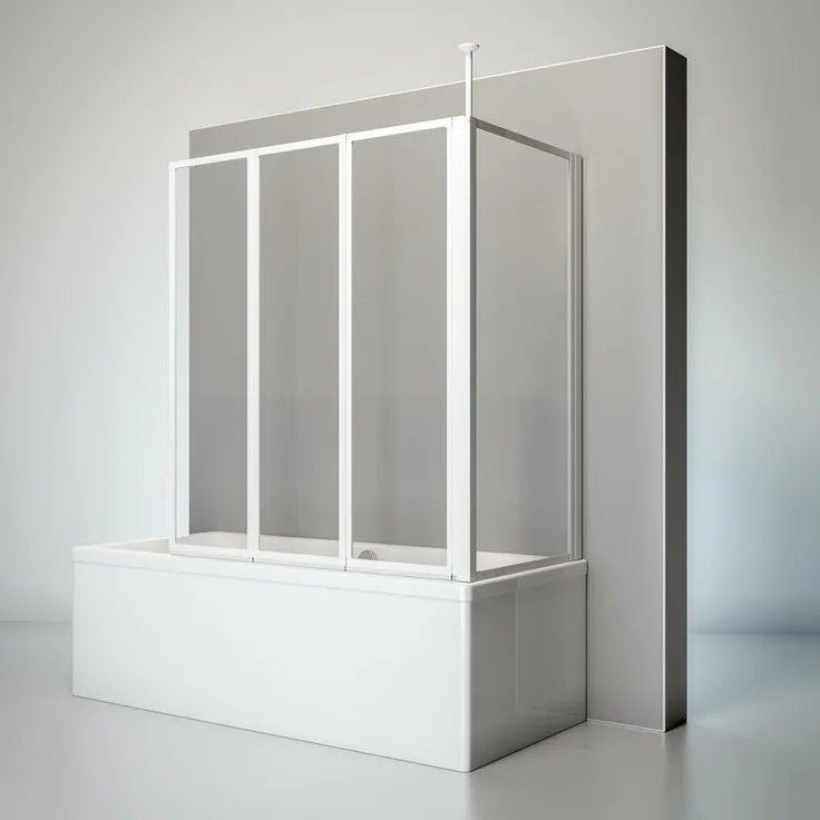 Duschwand Well mit Seitenwand, 129 x 140 x 70 cm, 3-teilig faltbar, Sicherheitsglas ESG Klar hell, Profilfarbe: Alpinweiß - Schulte