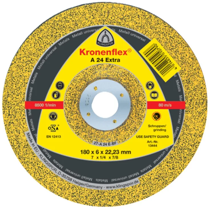 Klingspor Schruppscheibe, EXTRA, A 24, gekröpft,Abm.: 125x6x22,23 mm (188466)