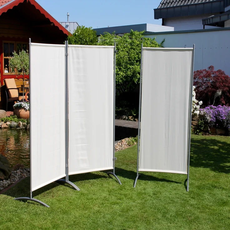 Leco Paravent, Trennwand und Sichtschutz für Balkon und Garten, 3-teilig weiß – Bild 1