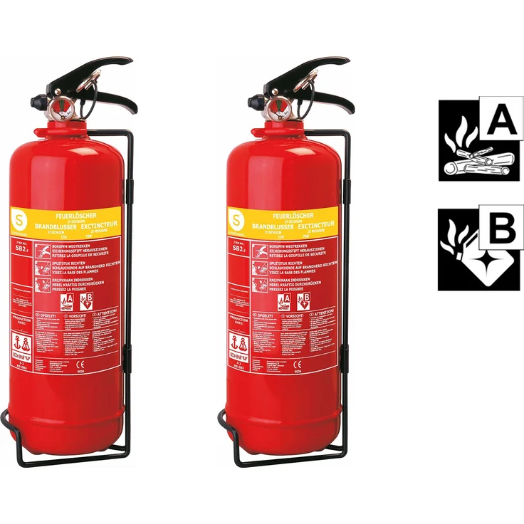 smartwares 2er-Set Schaumlöscher Feuerlöscher 2 Liter, Feuerklassen A, B