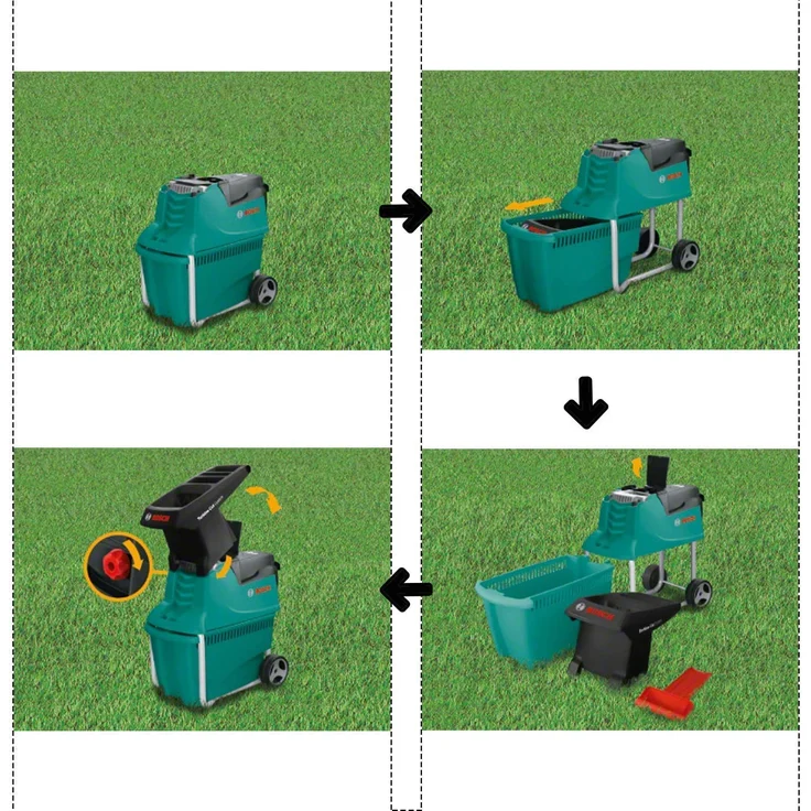 Bosch Häcksler AXT 25 TC 2.500 W Fangbox 53 Liter Schneidekapazität Ø 45 mm im Karton Leisehäcksler Für weiche und harte Materialien Motorleistung 2.500 Watt Maximaler Durchmesser 45 mm Drehmoment 650 Nm, Aqua Green – Bild 2