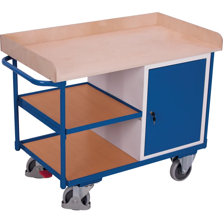 VARIOfit Werkstattwagen mit Schiebegriff, Schrank und 3 Ladeflächen bis 1125x630mm