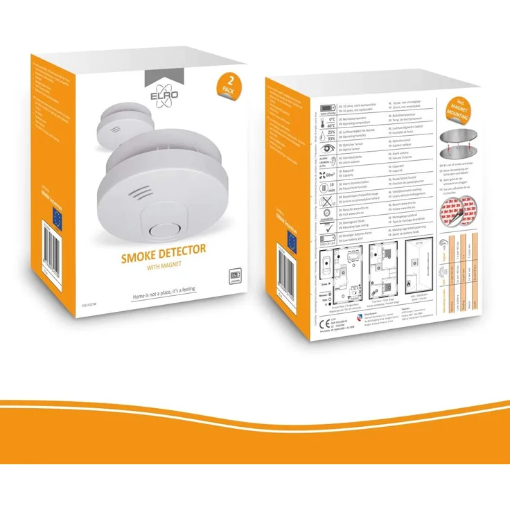 ELRO FS1510 2-Pack Rauchmelder mit Magnetklebe Kit, s Batterie, Sensor und -DIN EN14604, Weiß, 2 Stück – Bild 2