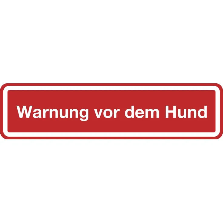 Hinweisschild ''Warnung vor dem Hund'' , selbstklebend , 200x48 mm , signal-rot , 1 Stück