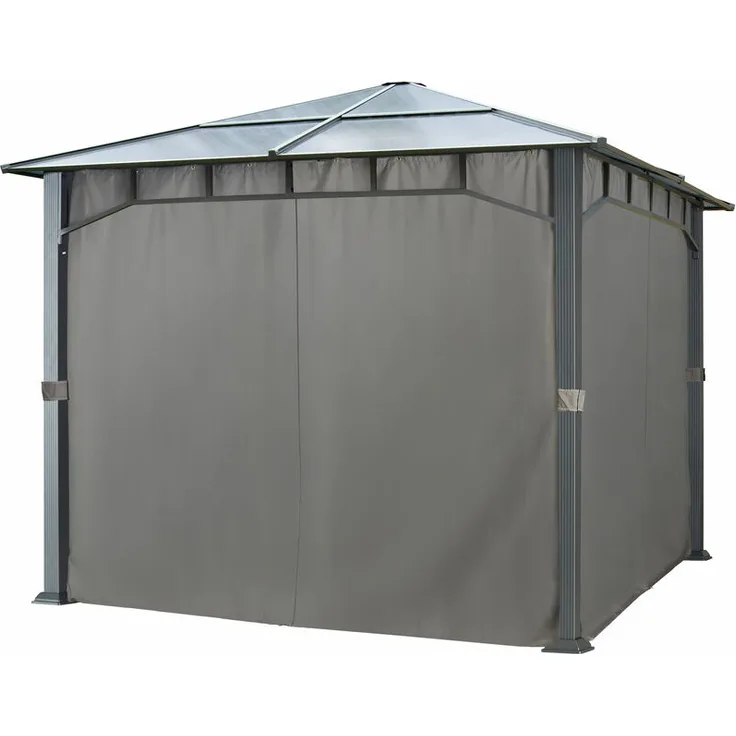 4 Seitenteile für Gartenpavillons 3x3 m - Polyester ca. 180 g-m²- inkl. Haken, mit Reißverschluss - dunkelgrau