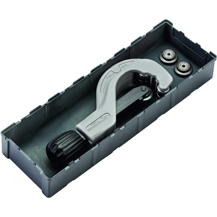 Rothenberger 1000002192 Rohrabschneider Tube Cutter Inox Plus Schneidräder mit Ratschen Teleskopführung und Ersatzschneidrad für Edelstahlrohre Durchmesser 6-60 mm mit Schnellverstellung, Grau