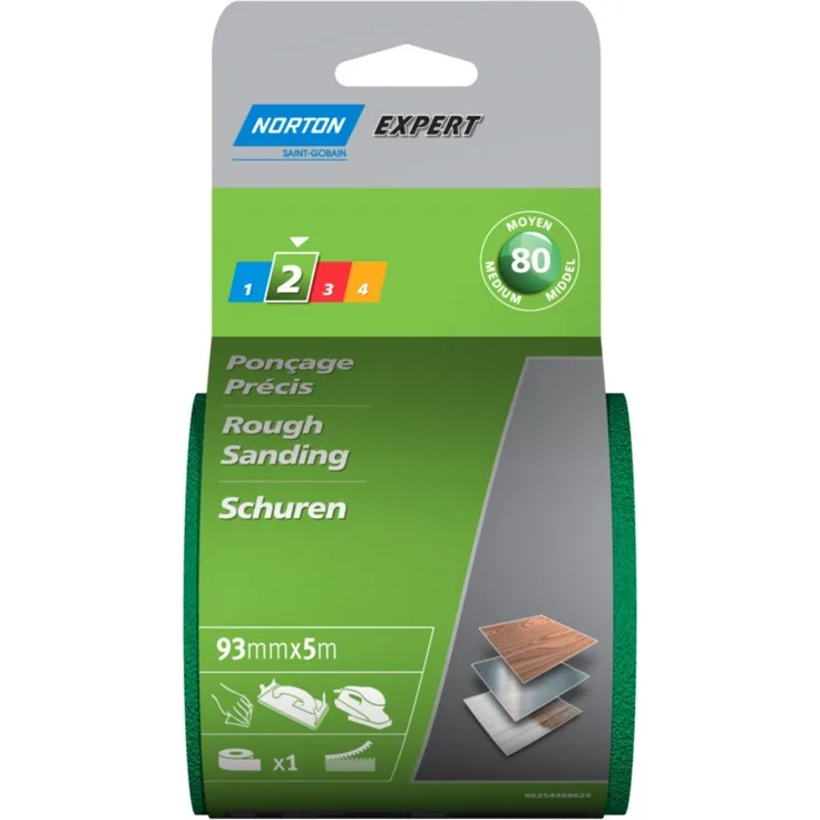 Norton Rouleau Norgrip Expert Schleifen, 93 mm x 5 m Körnung 80