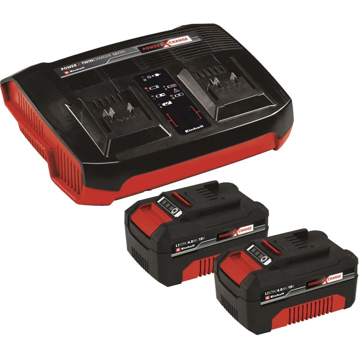 Einhell 18V Ersatzakku + Doppellladegerät Set Power X-Change PXC Starter-Kit 2x Akku 4,0Ah & Twincharger Kit – Bild 1