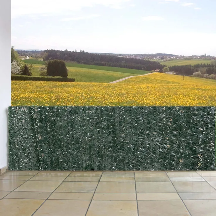 Balkonsichtschutz N77, Sichtschutz Windschutz Verkleidung für Balkon Terrasse Zaun ~ 300x150cm Tanne dunkel