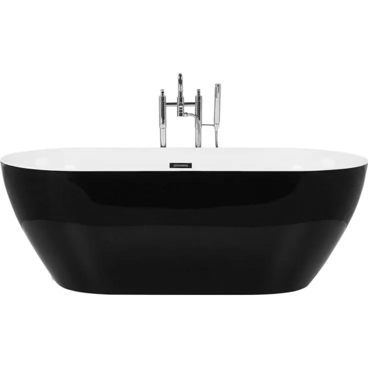 Beliani Badewanne freistehend schwarz oval CARRERA