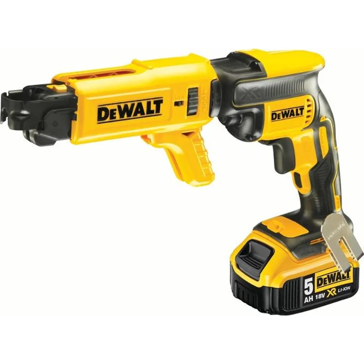 DeWalt Akku-Trockenbauschrauber - Schnellbauschrauber (18 Volt, 5.0 Ah, bürstenlos, inkl. Magazinvorsatz DCF6201, 2x XR Li-Ion Akkus, System-Schnellladegerät, Tstak Box II), DCF620P2K – Bild 1