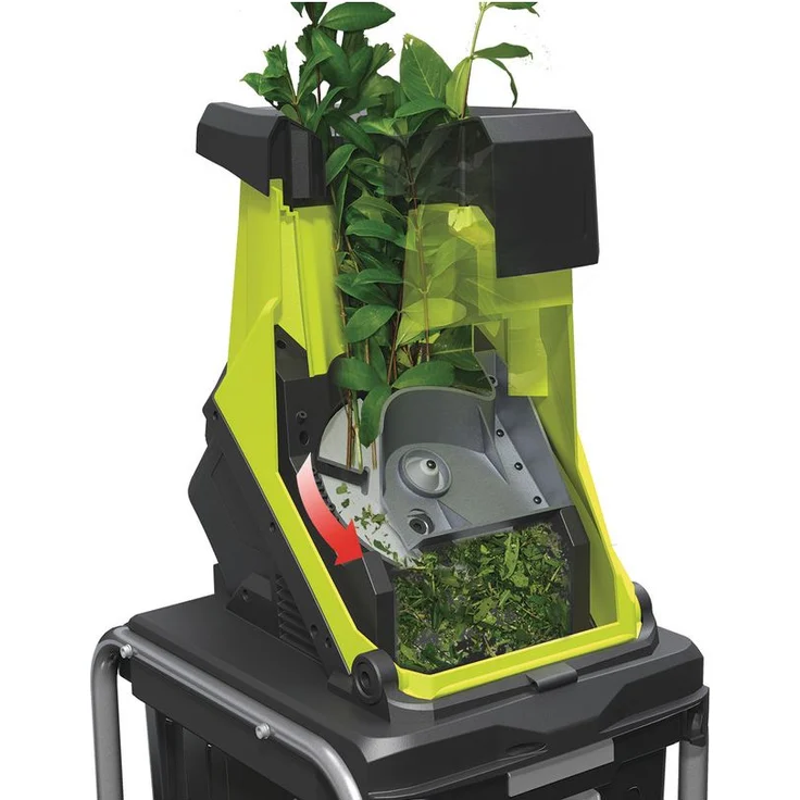 Ryobi RSH 2845T Leistung 2 800 W Häckselsystem Walze Materialstärke 4 5 cm Schnittgeschwindigkeit 41 U min Fangbox 55 l – Bild 3