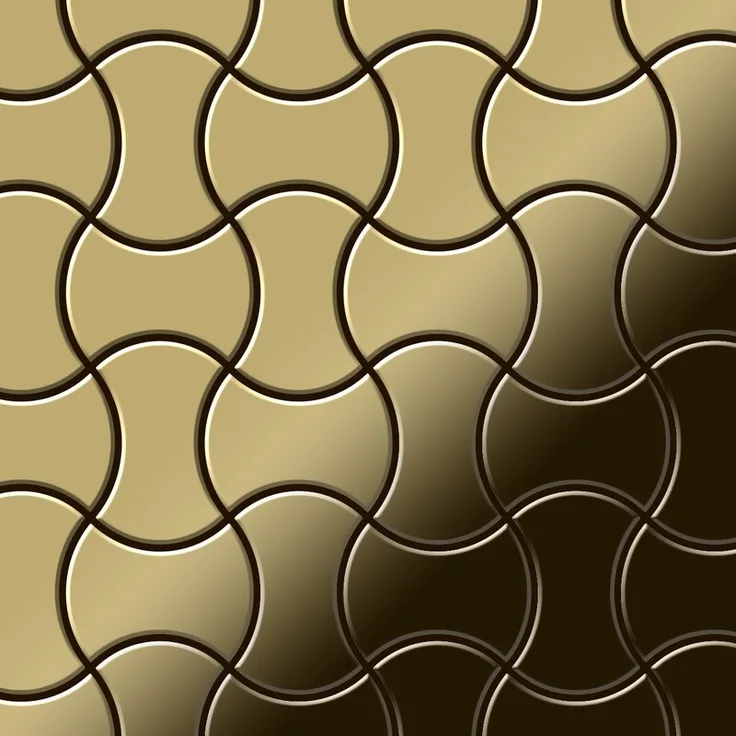 Mosaik Fliese massiv Metall Titan hochglänzend in gold 1,6mm stark ALLOY Infinit-Ti-GM Designed by Karim Rashid 0,91 m2