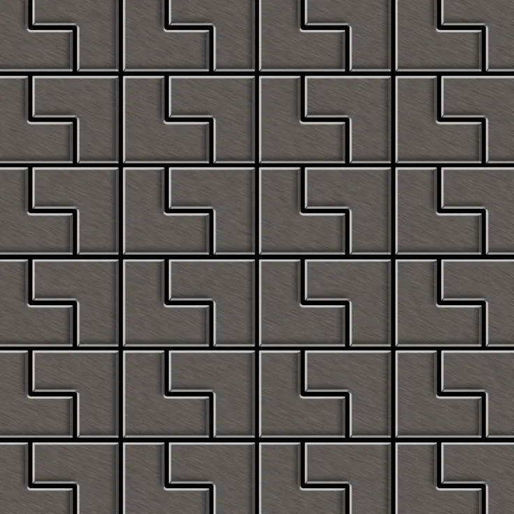 Alloy Mosaik Fliese massiv Metall Titan gebürstet in dunkelgrau 1,6mm stark Kink-Ti-SB Designed by Karim Rashid 0,93 m2