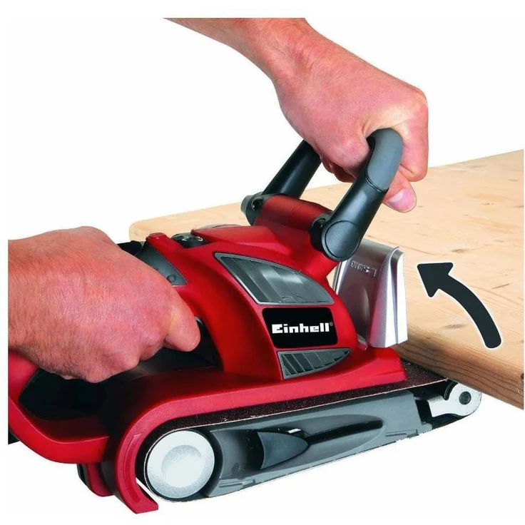 Einhell Bandschleifer TE-BS 8540 E (850 W, Schleiffläche 75x140 mm, Drehzahl-Elektronik, präziser Bandlauf, Staubabsaugung, werkzeugloser Schleifbandwechsel, Softgrip, inkl. 1x P80 Schleifband) – Bild 4