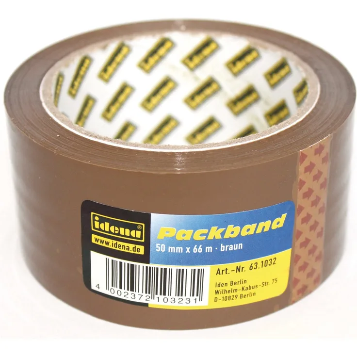 Idena 631032 - Packband 50 mm x 66 m, geräuscharm, braun