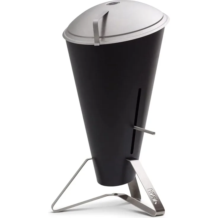Höfats - Holzkohlegrill CONE | Edelstahl | Designgrill | BBQ Grill | Holzkohlegrill | stufenloser Hitzeregulierung | mit Deckel | Feuerkorb | Schwarz