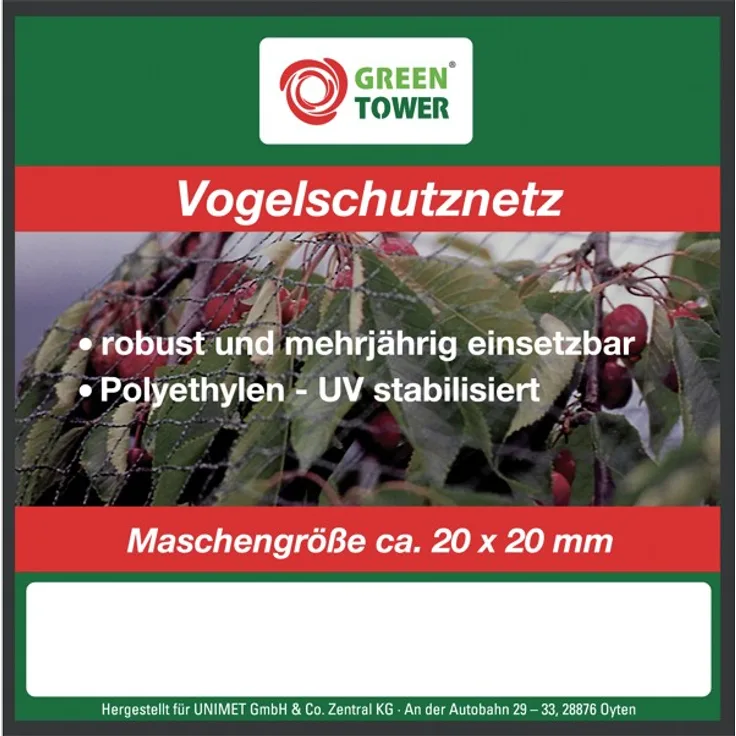 GREEN TOWER GT Vogelschutznetz Comfort Vogelschutz- Netz 4x10 M