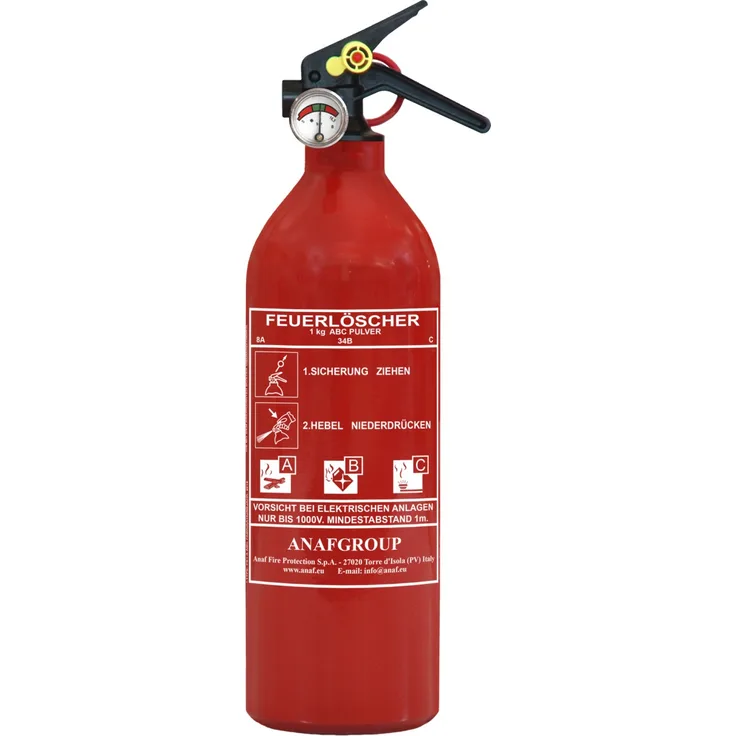 Unitec Feuerlöscher 1 kg für KFZ Brandklasse ABC inkl. KFZ-Halter und Sicherheitsspannband Löschmittel Pulver