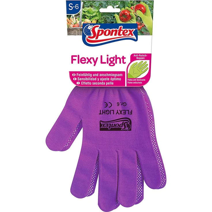 Spontex Flexy Light, flexible Damenhandschuhe für Garten- und Hobbyarbeiten, mit Anti-Rutsch-Noppen, aus Textilstrick, Größe S, 1 Paar – Bild 1