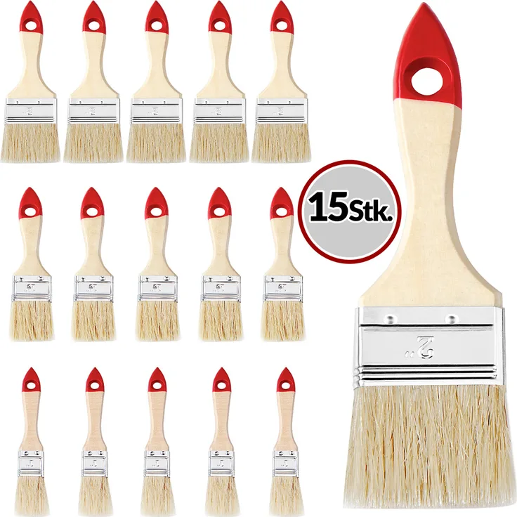 Monzana Malerpinsel 15tlg Set 3 versch. Größen für Holzlasur Lacke Farbe Pinselset Lasurpinsel Lackierpinsel Malerpinsel