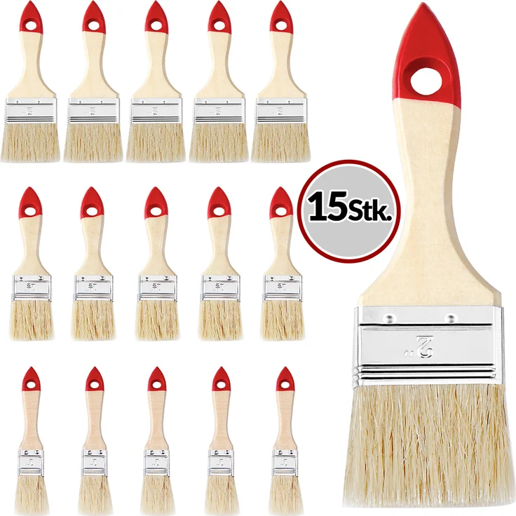Monzana Malerpinsel 15tlg Set 3 versch. Größen für Holzlasur Lacke Farbe Pinselset Lasurpinsel Lackierpinsel Malerpinsel