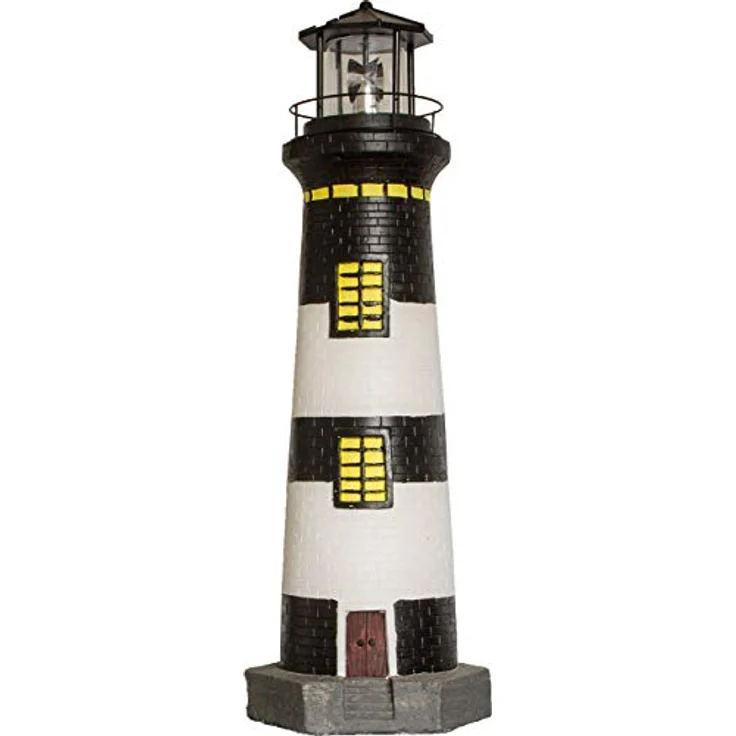 Beach & Pool Solar-Leuchtturm, schwarz/weiß, 82 cm
