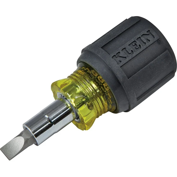 Klein Tools 32561 Std. stummeliger Schraubendreher-Steckschlüssel mit gepolstertem Griff. 6-in-1 Werkzeug, 0,48 cm und 0,64 cm geschlitzt, Nr.1 und Nr. 2 Phillips 0,64 cm und 0,79 cml Nuss-Treiber – Bild 1