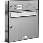 1er V2A Edelstahl Briefkastenanlage für Aufputz - Wandmontage 2 Klingel Ausführung 4
