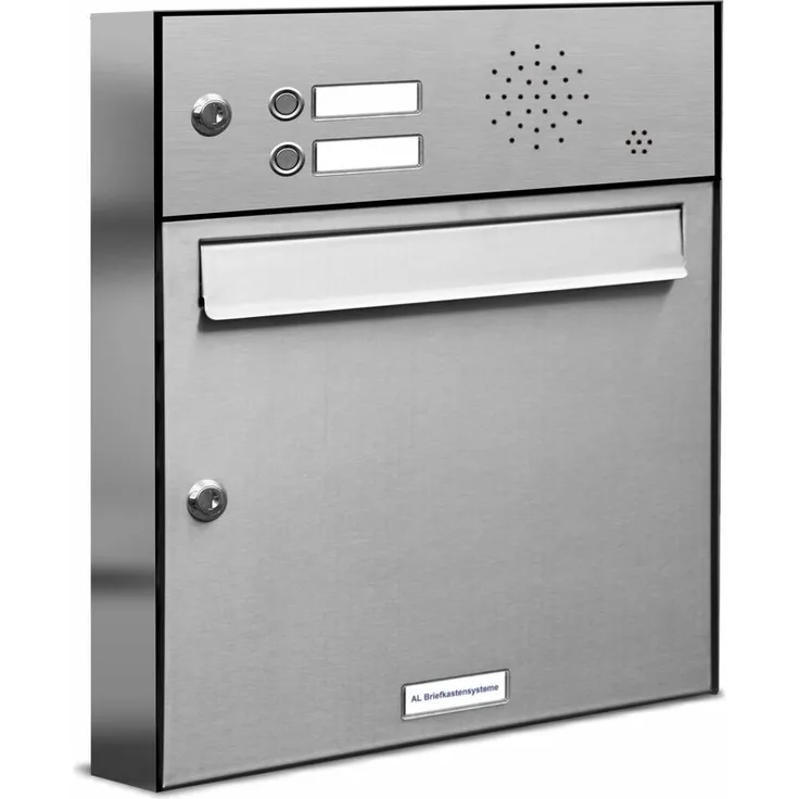 1er V2A Edelstahl Briefkastenanlage für Aufputz - Wandmontage 2 Klingel Ausführung 4