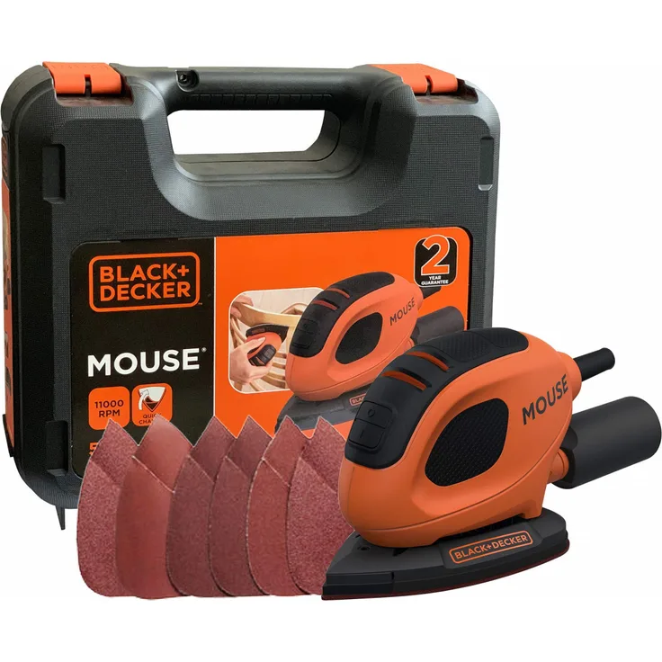 Black und Decker 55 Watt Kompakt-Mouse Schleifblätter Koffer BEW230K-QS