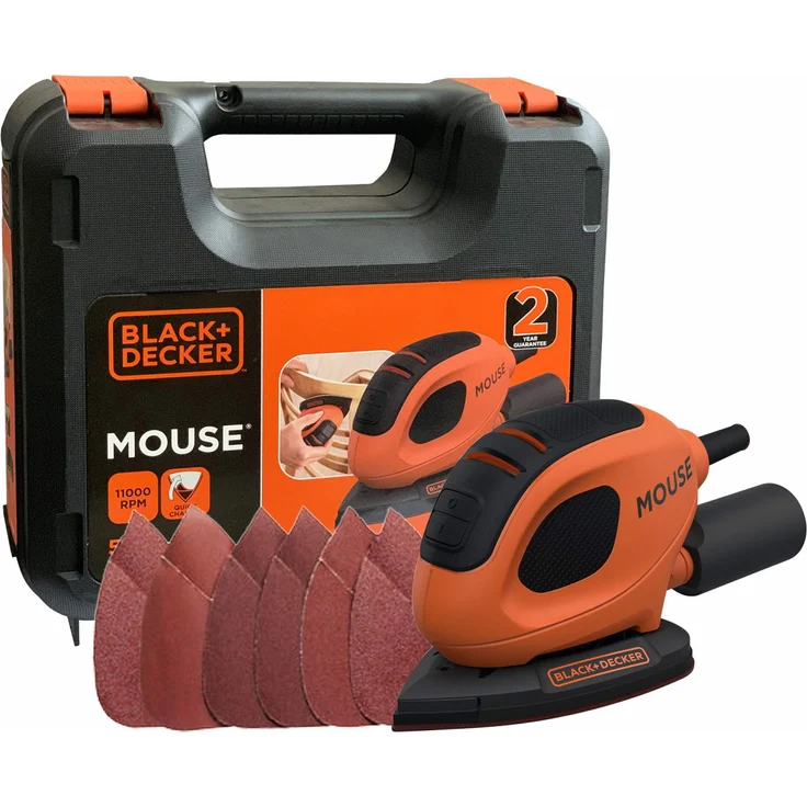 Black und Decker 55 Watt Kompakt-Mouse Schleifblätter Koffer BEW230K-QS – Bild 1