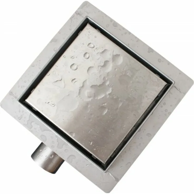Edelstahl-Duschrinne T02 Bodenablauf für Duschkabine - inkl. Ablaufblende - Größe wählbar15 x 15 cm