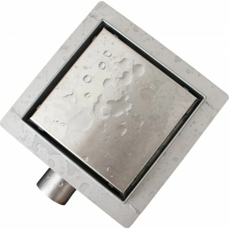 Edelstahl-Duschrinne T02 Bodenablauf für Duschkabine - inkl. Ablaufblende - Größe wählbar15 x 15 cm