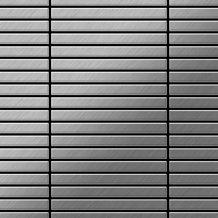 Mosaik Fliese massiv Metall Edelstahl gebürstet in grau 1,6mm stark ALLOY Linear-S-S-B 0,94 m2