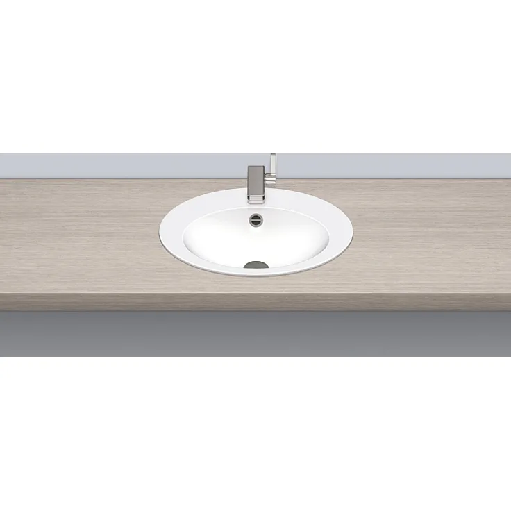 Alape EB.O500H Einbaubecken, oval, 500 x 400 mm, innen und außen glasiert, Weiß, mit Hahnloch und Überlauf / Waschtisch / Waschbecken