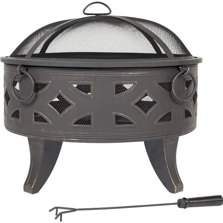 La Hacienda 58091 Feuerstelle mit Grillrost, tiefer Stahl, Bronze-Effekt