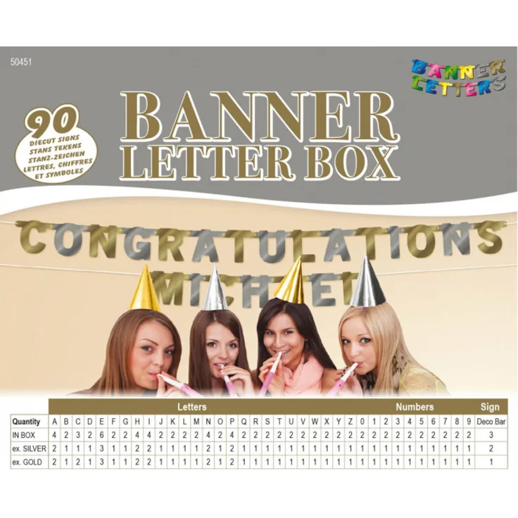 banner Briefkasten 15 x 15 cm Karton gold-silber 90 Stück