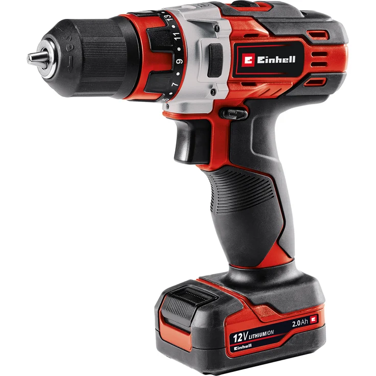 Einhell Akku-Bohrschrauber TE-CD 12-1 Li (Li-Ion, 12 V, 2-Gang-Getriebe, Drehzahl-Elektronik, LED-Beleuchtung, robustes Metallgetriebe, 45-Min.-Ladegerät + 2,0 Ah-Akku) – Bild 1