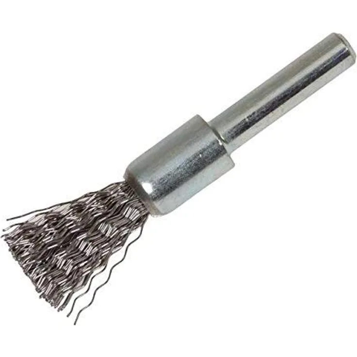 Lessmann 451478 Bürsten Pinselbürsten mit 6 mm Schaft DRM 10 mm 1 Zopf Stahldraht rostfrei RO4 glatt 0,35 mm hoch 25 mm